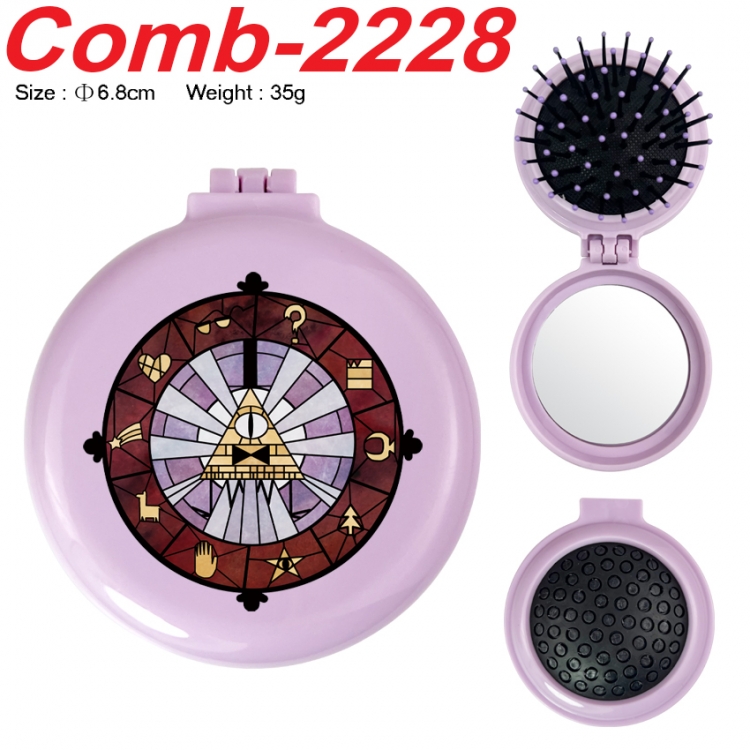 Gravity Falls UV printed student multifunctional small mirror and comb 6.8cm  price for 5 pcs