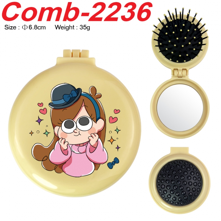 Gravity Falls UV printed student multifunctional small mirror and comb 6.8cm  price for 5 pcs