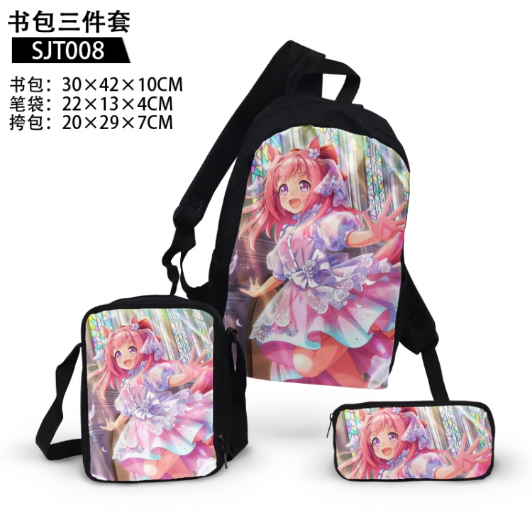 Pretty Derby Game backpack pencil case single shoulder bag three piece set 30x42x10cm SJT008
