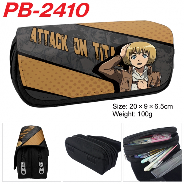 Shingeki no Kyojin Anime double-layer pu leather printing pencil case 20x9x6.5cm