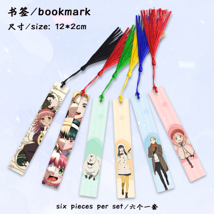 SPY x FAMILY Anime full-color printed metal bookmark stationery accessories 12X2CM a set of 6
