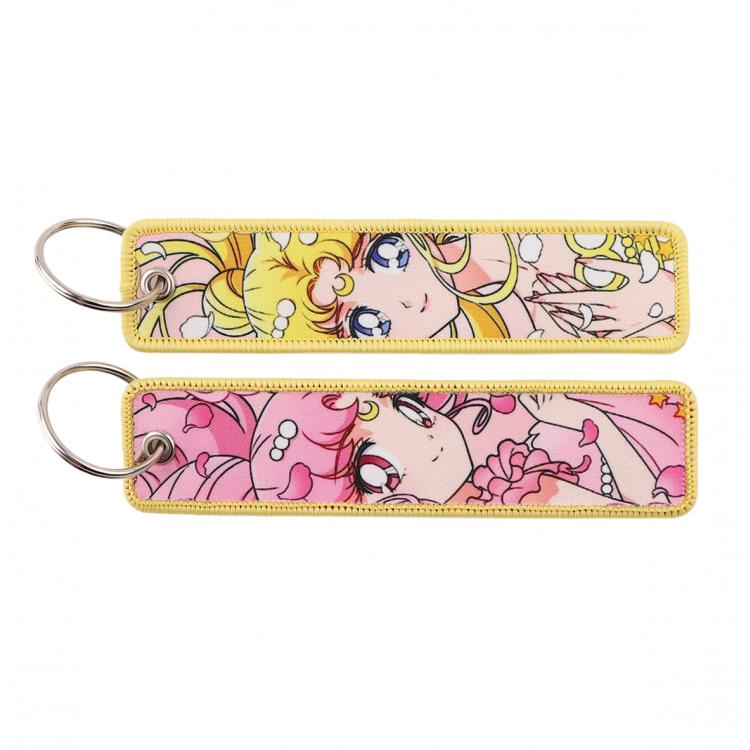 sailormoon Double sided color woven label keychain with thickened hanging rope 13x3cm 10G price for 5 pcs