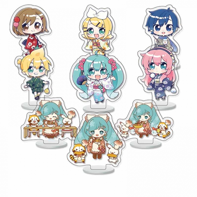 Hatsune Miku Anime Character acrylic Small Standing Plates  Keychain 6cm a set of 9 B468