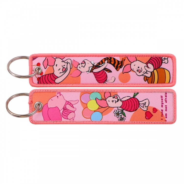Lilo & Stitch Double sided color woven label keychain with thickened hanging rope 13x3cm 10G price for 5 pcs