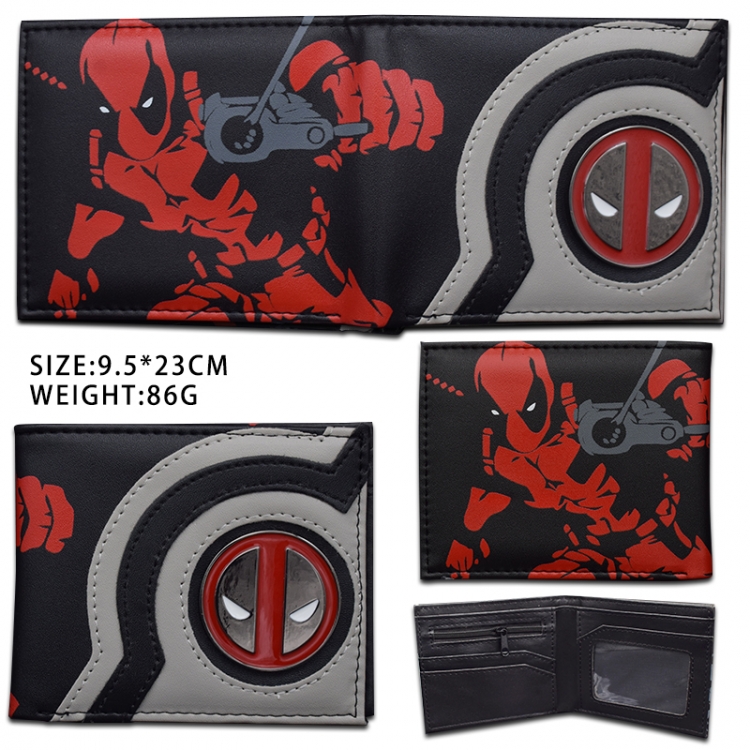 Deadpool  Hardware PU wallet short two-fold wallet 9.5X23.5CM 86G