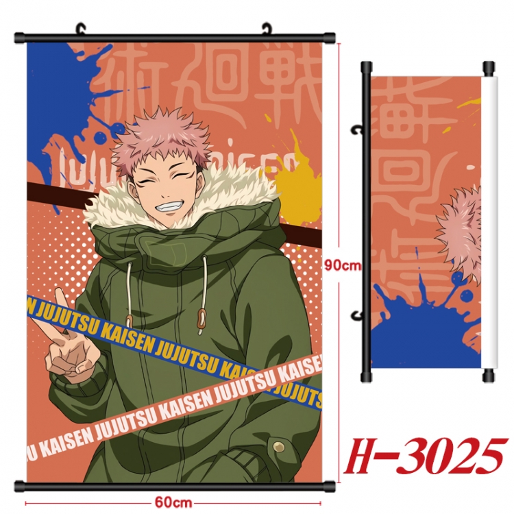 Jujutsu Kaisen Anime Black Plastic Rod Canvas Painting Wall Scroll 60X90CM
