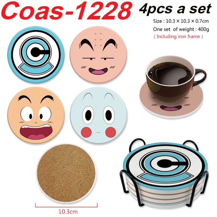 DRAGON BALL Anime peripheral circular coaster UV printed ceramic cork insulation pad a set of 4 