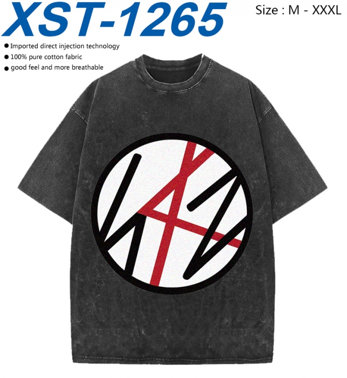 straykids Cotton direct spray color print washed denim T-shirt 250g  from M to 3XL