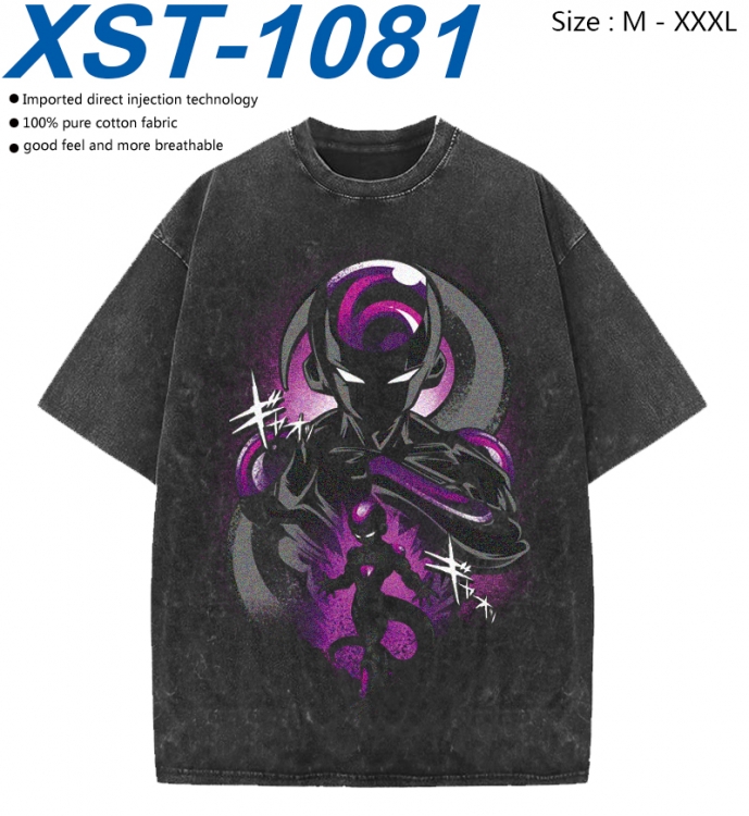 DRAGON BALL Cotton direct spray color print washed denim T-shirt 250g from M to 3XL