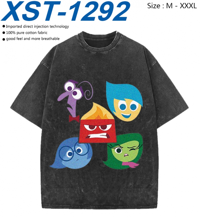 Inside Out Cotton direct spray color print washed denim T-shirt 250g from M to 3XL