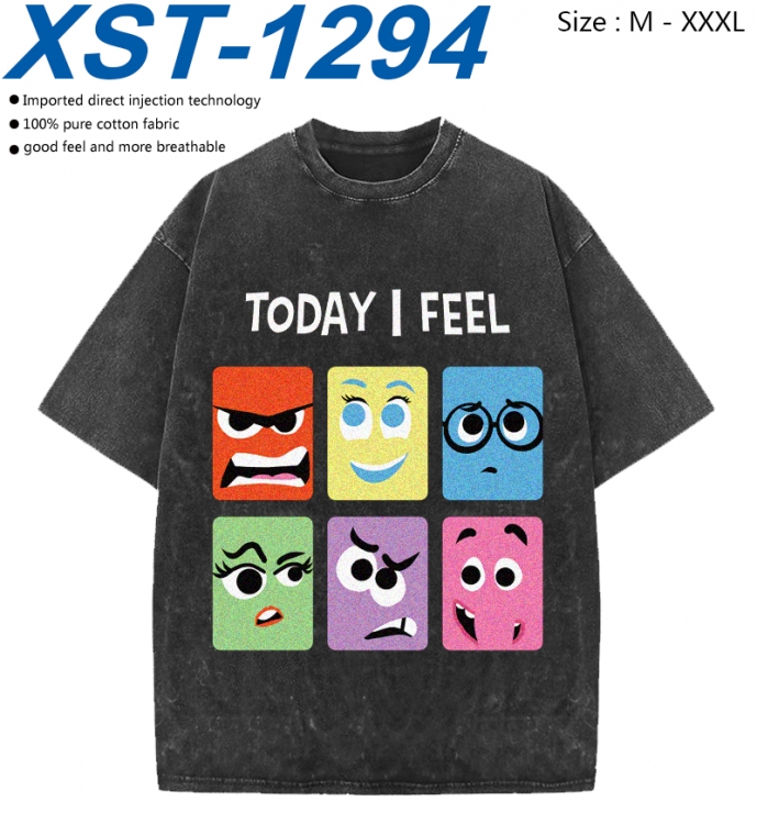 Inside Out Cotton direct spray color print washed denim T-shirt 250g from M to 3XL