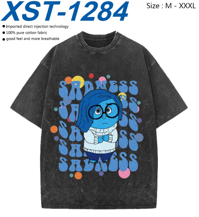 Inside Out Cotton direct spray color print washed denim T-shirt 250g from M to 3XL