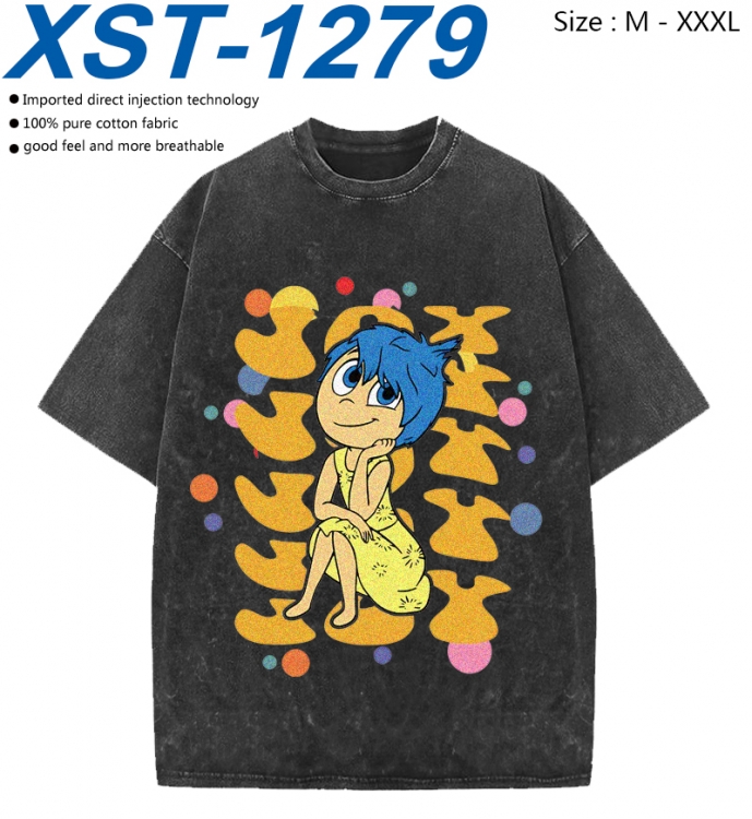 Inside Out Cotton direct spray color print washed denim T-shirt 250g from M to 3XL
