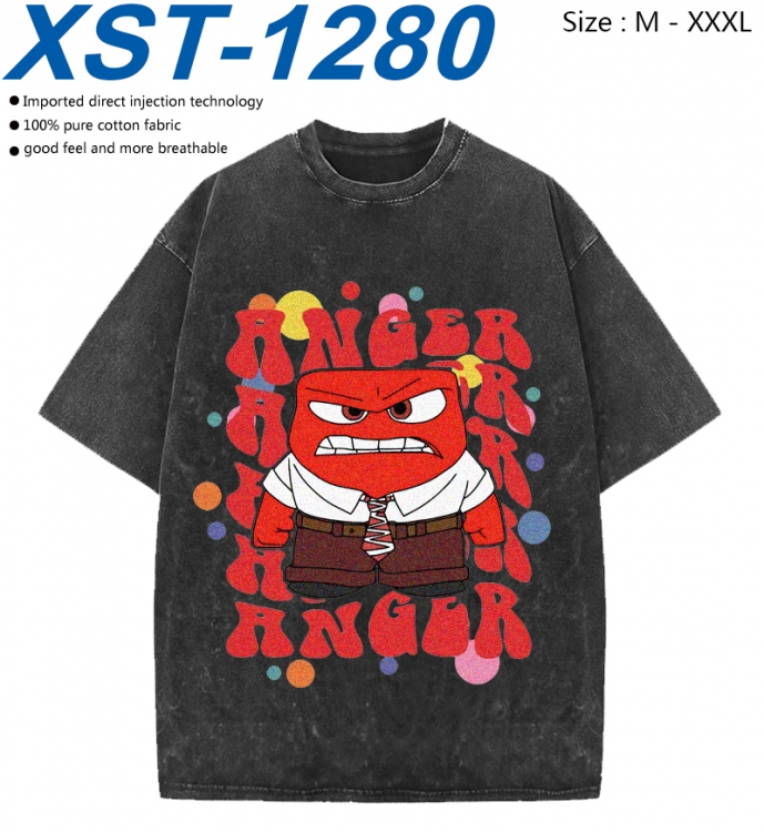 Inside Out Cotton direct spray color print washed denim T-shirt 250g from M to 3XL