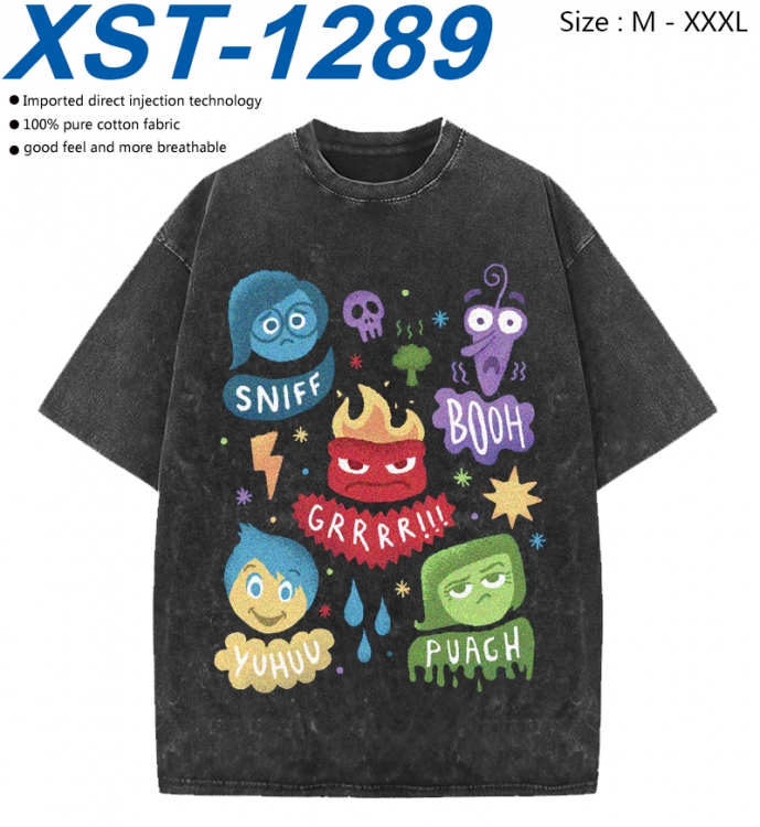 Inside Out Cotton direct spray color print washed denim T-shirt 250g from M to 3XL