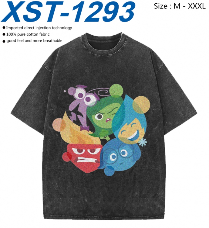 Inside Out Cotton direct spray color print washed denim T-shirt 250g from M to 3XL