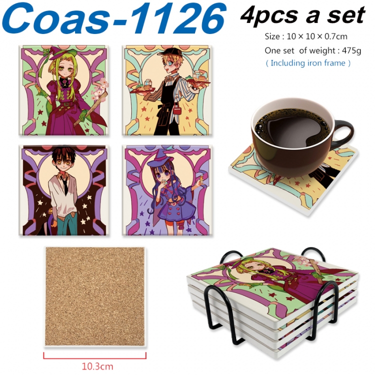 Toilet-bound Hanako-kun Anime peripheral UV printed square coaster a set of 4 Coas-1126