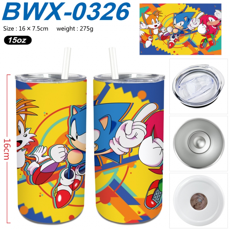 Sonic The Hedgehog Small straight tube 304 stainless steel insulated cup 16X7.5CM
