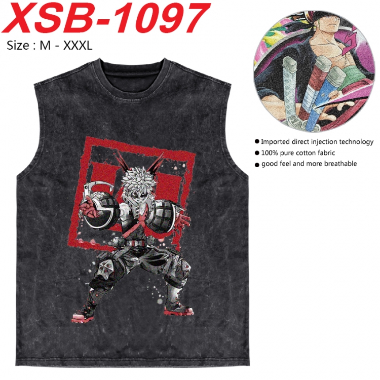 My Hero Academia Anime pure cotton wash vest T-shirt 250g M-3XL  XSB-1097