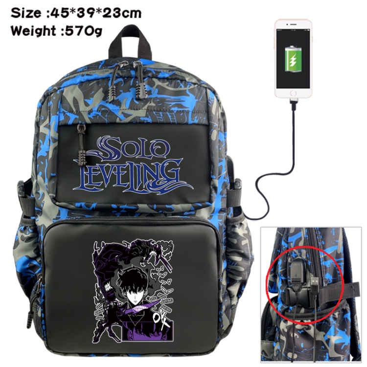 Solo Leveling:Arise  Anime waterproof nylon camouflage backpack School Bag 45X39X23CM