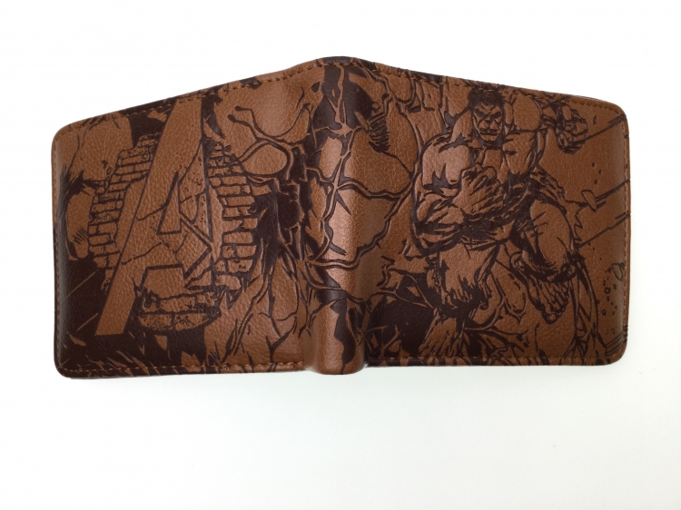 The Hulk Half fold embossed short leather wallet 11X10CM