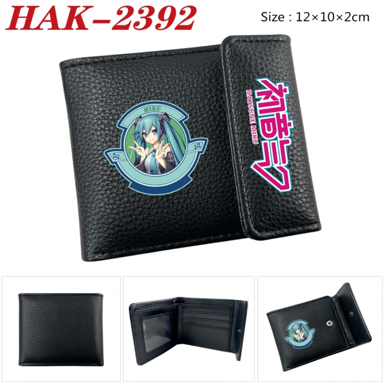 Hatsune Miku Anime Litchi Pattern Hidden Buckle Half Fold Printed Wallet 12X10X2CM HAK-2392
