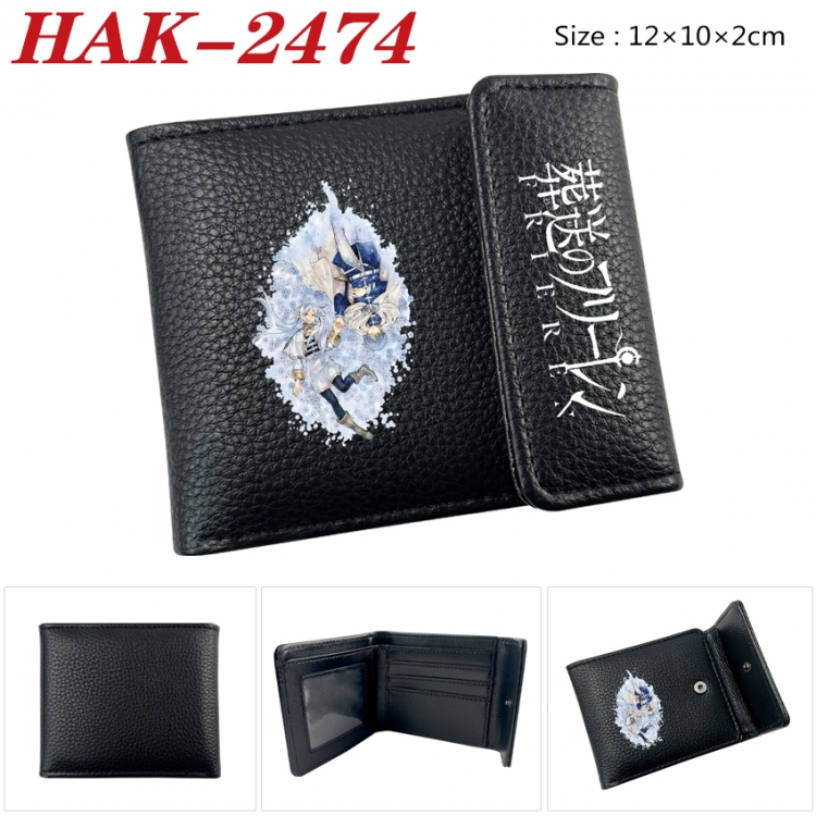 Frieren: Beyond Journey's End Anime Litchi Pattern Hidden Buckle Half Fold Printed Wallet 12X10X2CM