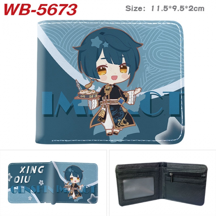 Genshin Impact Animation color PU leather half fold wallet 11.5X9X2CM WB-5673A