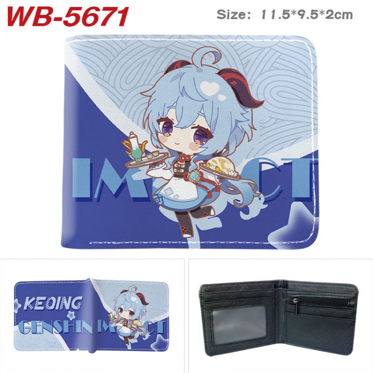Genshin Impact Animation color PU leather half fold wallet 11.5X9X2CM  WB-5671A
