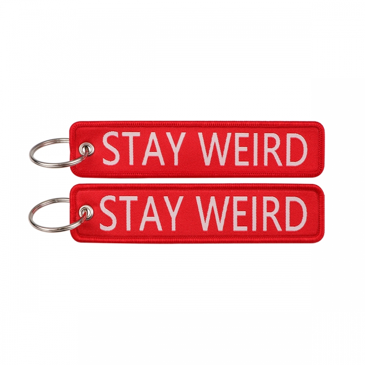Recorded utterance Double sided color woven label keychain with thickened hanging rope 13x3cm 10G price for 5 pcs