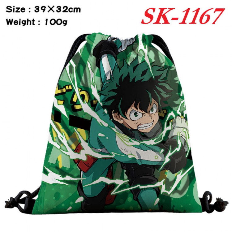 My Hero Academia cartoon Waterproof Nylon Full Color Drawstring Pocket 39x32cm