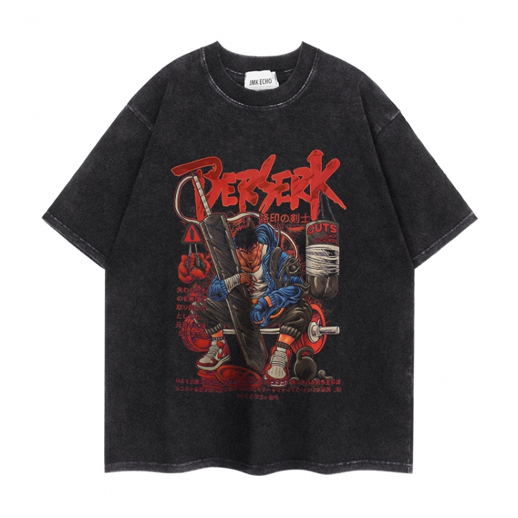 Berserk Anime peripheral washed short sleeved T-shirt 280g from S to 4XL
