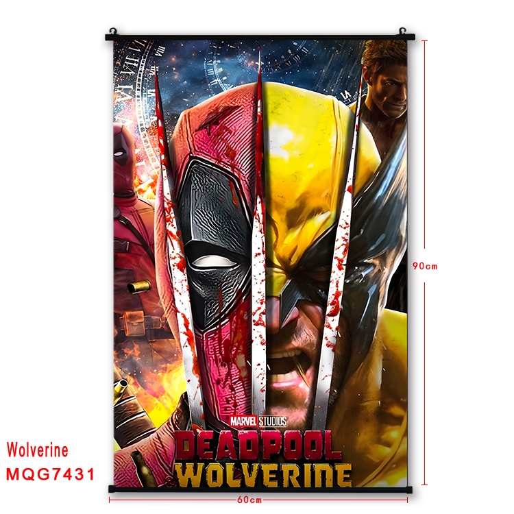 Wolverine Anime black Plastic rod Cloth painting Wall Scroll 60X90CM MQG7431
