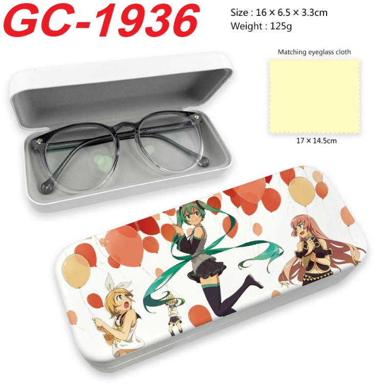 Hatsune Miku Anime UV printed PU leather material glasses case 16X6.5X3.3cm  gc-1936
