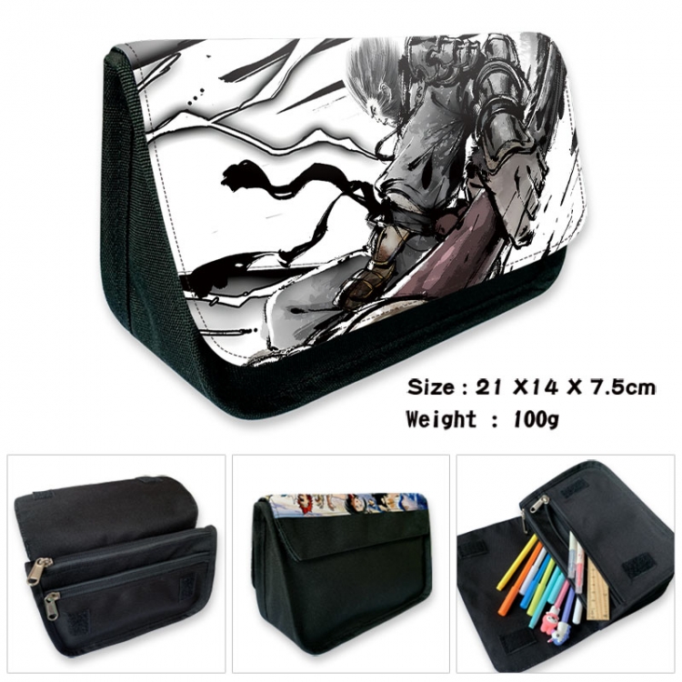Black Myth Anime Velcro canvas zipper pencil case Pencil Bag 21×14×7.5cm