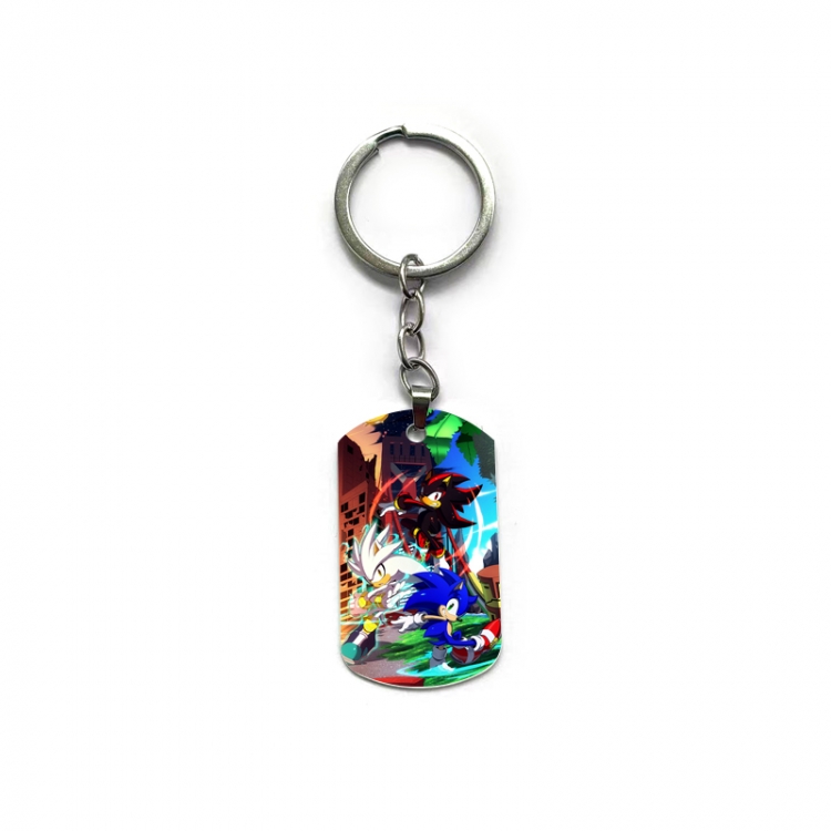 Sonic The Hedgehog Anime double-sided full-color printed military brand ring keychain  price for 5 pcs