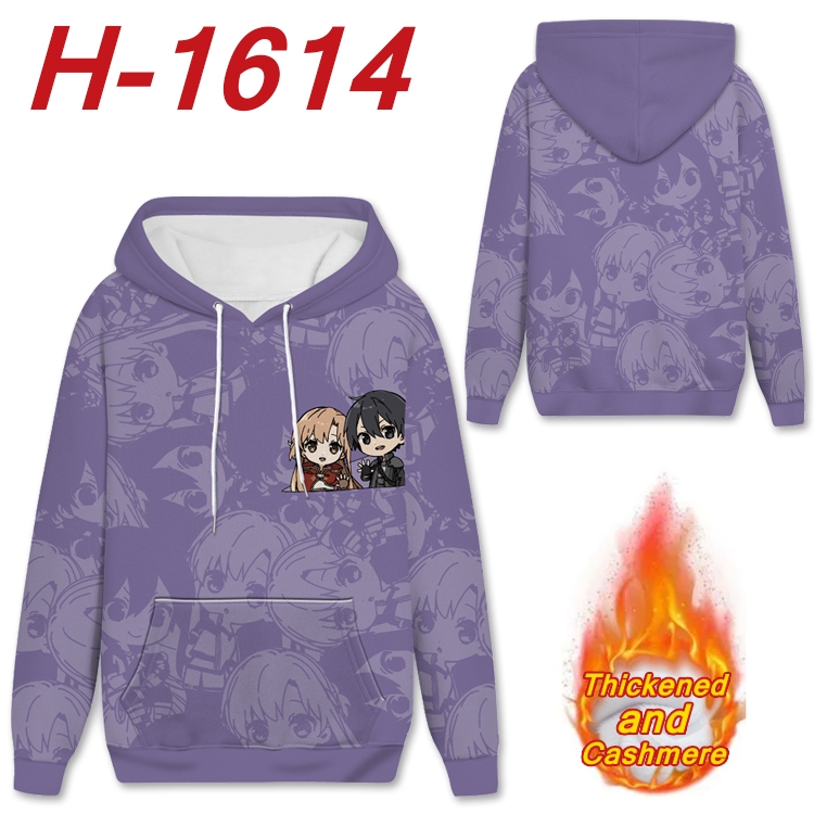 Sword Art Online Anime Full Color plus velvet padded pullover hooded sweater from S to 4XL H-1614