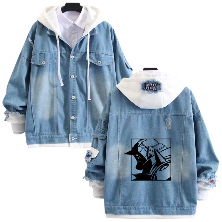 Fullmetal Alchemist anime stitching denim jacket top sweater from S to 4XL