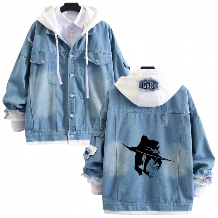 HellSing anime stitching denim jacket top sweater from S to 4XL