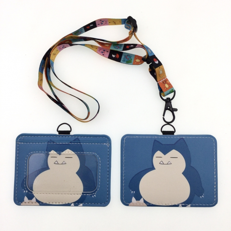 Pokemon PU leather storage card holder hanging rope two-piece set bus card holder 10X7.5CM 35g price for 5 pcs  K-198