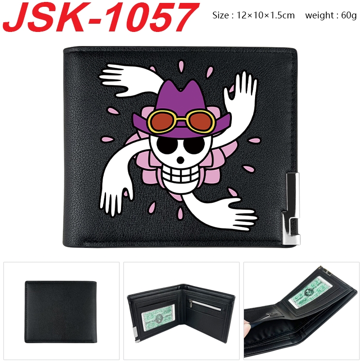 One Piece Animation magnetic buckle black leather wallet 12X10X1.5CM  JSK-1057