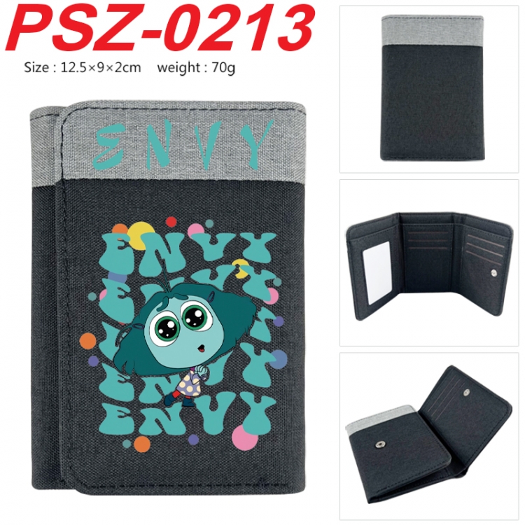 Inside Out Anime color blocked three fold concealed wallet 12.5X9X2CM 70G