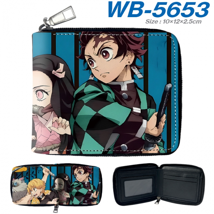 Demon Slayer Kimets Anime color short full zip folding wallet 10x12x2.5cm WB-5653