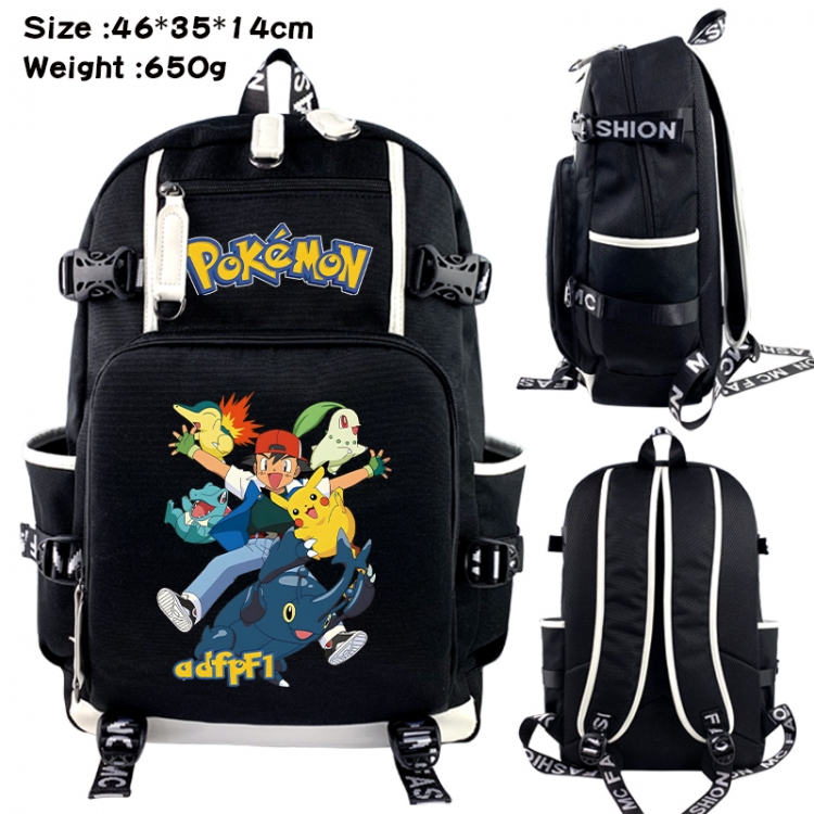 Pokemon Data USB backpack Cartoon printed student backpack 46X35X14CM 650G