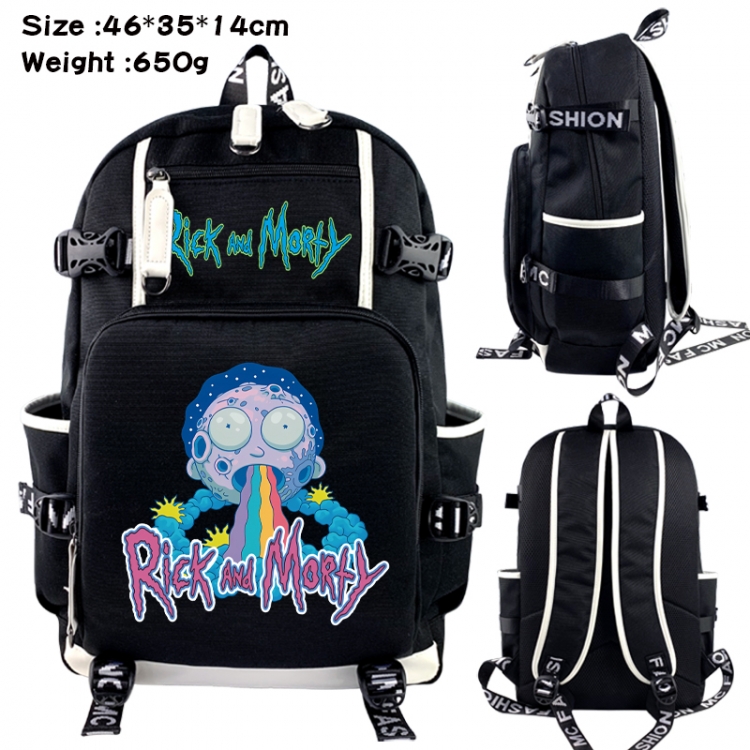 Rick and Morty Data USB backpack Cartoon printed student backpack 46X35X14CM 650G