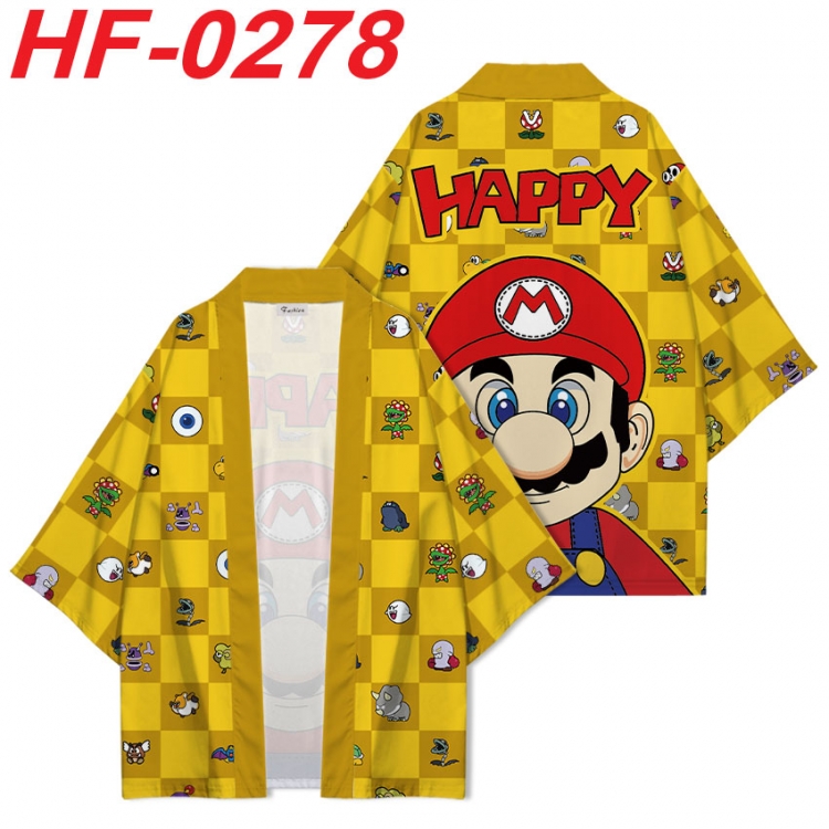 Super Mario Anime digital printed French velvet kimono top from S to 4XL  HF-0278