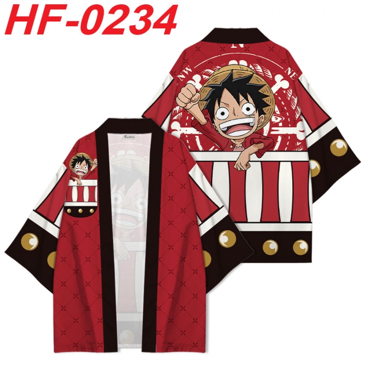 One Piece Anime digital printed French velvet kimono top from S to 4XL  HF-0234