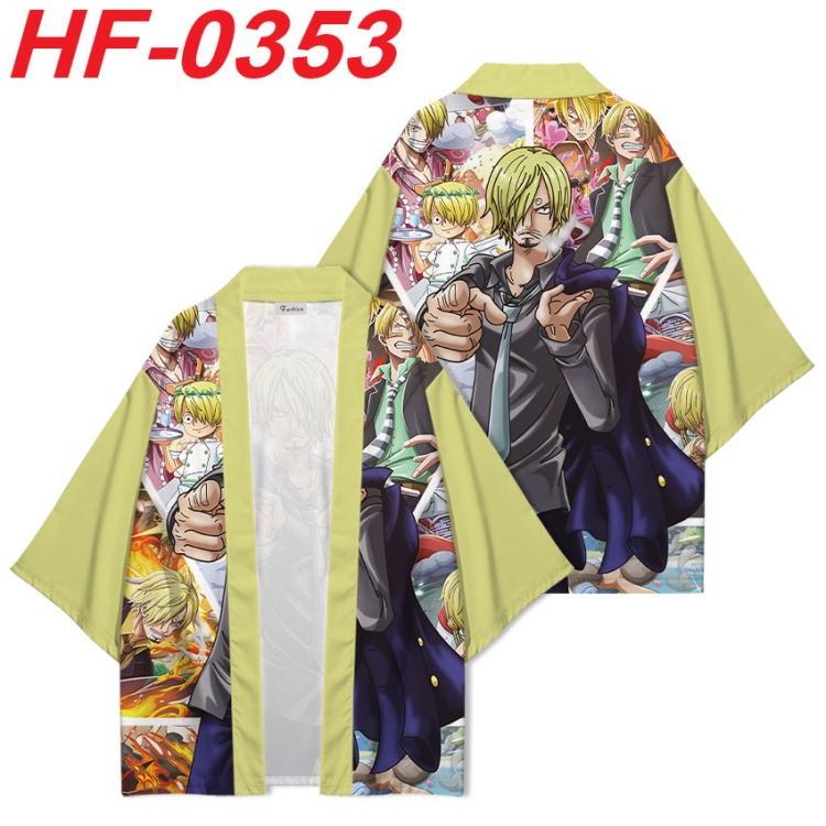 One Piece Anime digital printed French velvet kimono top from S to 4XL   HF-0353