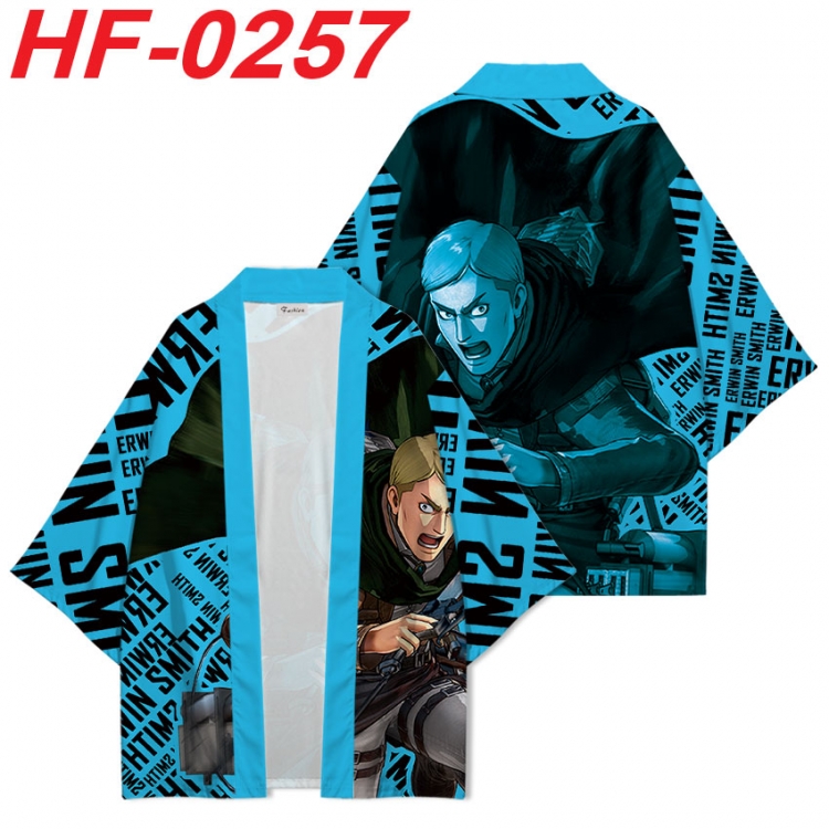 Shingeki no Kyojin Anime digital printed French velvet kimono top from S to 4XL  HF-0257