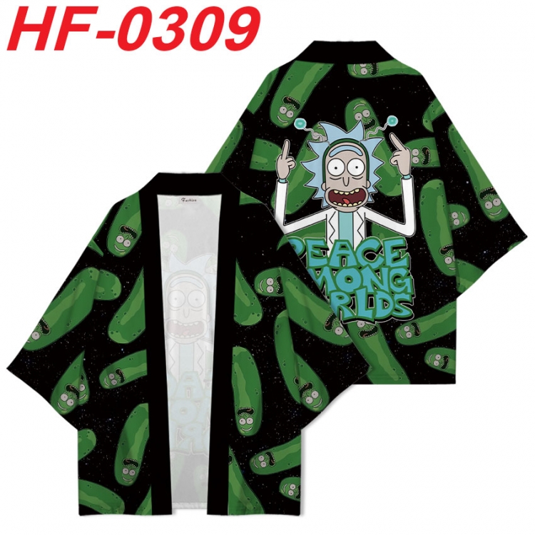 Rick and Morty Anime digital printed French velvet kimono top from S to 4XL  HF-0309